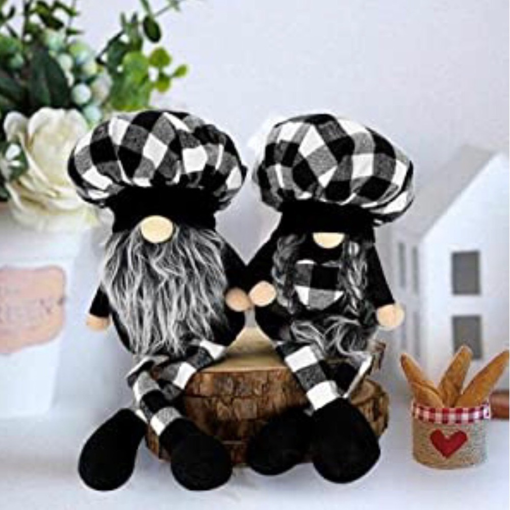 Buffalo Plaid Gnome Shelf SitterDecor Farmhouse Gnomes  Mr Gnome and Mrs Gnome - Picture 6 of 9